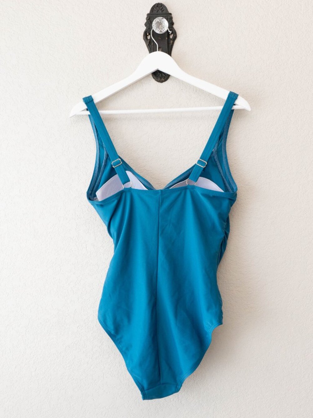 Emerald Bay Womens 12 Teal One Piece Swimsuit Ruched Tummy Control Adjustable - Picture 7 of 12